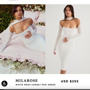 House of CB MILAROSE WHITE MESH CORSET MIDI DRESS Size Medium